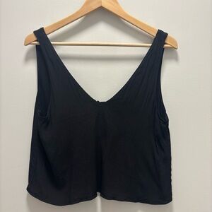 Wilfred Free Aritzia Black crop tank with open tie back